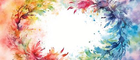 Multicolored splash watercolor template for designs on a white background. . photo