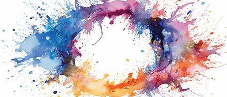 Multicolored splash watercolor template for designs on a white background. . photo