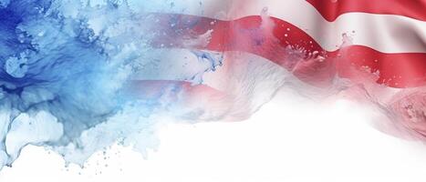 Water Splatter Effect, Water color Splash Paint for Independence day flag. . photo