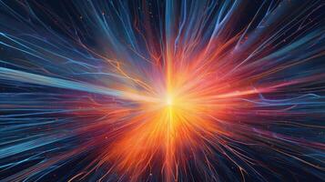 High-energy particles explosion. Star explosion with particles. Star warp and Wormhole. . photo