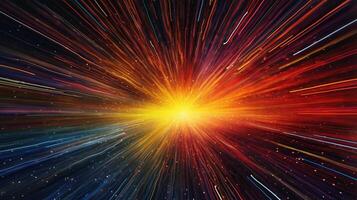 High-energy particles explosion. Star explosion with particles. Star warp and Wormhole. . photo