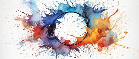 Multicolored splash watercolor template for designs on a white background. . photo