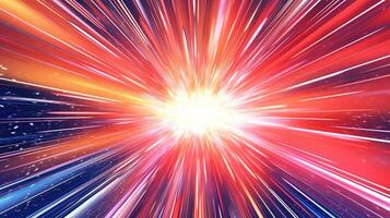 High-energy particles explosion. Star explosion with particles. Star warp and Wormhole. . photo