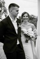 wedding ceremony of the newlyweds in a country cottage photo