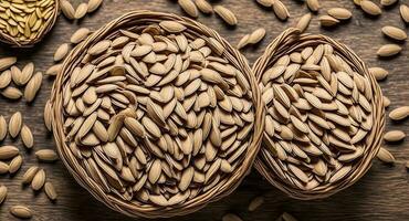 Sunflower seeds seed in a beautiful basket. ai generation photo
