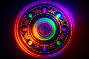 Bright colorful neon mandala. photo