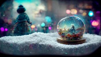 Snow globe glass decoration crystal ball. photo