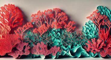 Paper collage with beautiful corals. AI generation. photo