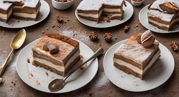 tiramisu on a beautiful plate. . photo