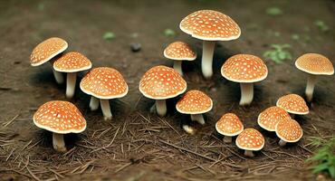 Pantherina Amanita mushrooms. ai generation photo