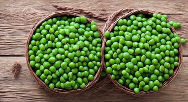 peas in a beautiful basket. ai generation photo