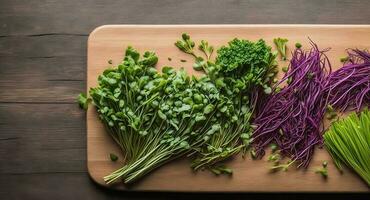 microgreens on boar. ai generation photo