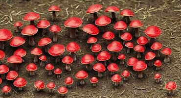 Red Fly Agaric mushrooms. ai generation photo