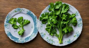 Parsley on a beautiful plate. ai generation photo