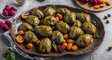 dolma on a beautiful plate. . photo