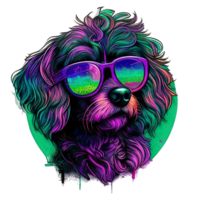 ilustración gráfico de vistoso perro vistiendo Gafas de sol aislado bueno para icono, mascota, imprimir, diseño elemento ai generativo png