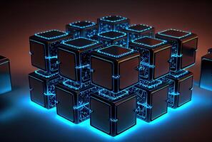 Abstract cubes for block chain concept. Technology and business concept. photo