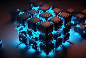 Abstract cubes for block chain concept. Technology and business concept. photo