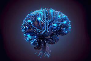 Nervous system in the human brain is powered by artificial intelligence. Business and medical health concept. photo