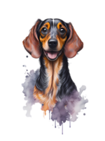 Aquarell Hund Zeichen Design Sammlung mit eben Farbe im anders posiert ai generativ png
