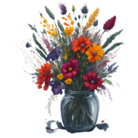 acuarela flores en tarro clipart ai generativo png