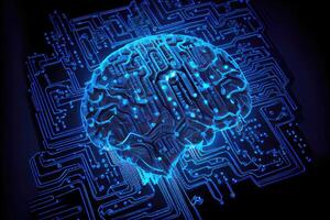 Nervous system in the human brain is powered by artificial intelligence. Business and medical health concept. photo