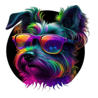 illustration graphic of colorful dog wearing sunglasses isolated good for icon, mascot, print, design element png