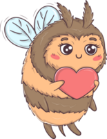 The collection of cute bee with heart for valentines day png