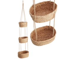 Basket of woven fabric, natural material, krajood - low shape with cut out isolated on transparent background png