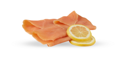 Fresh Smoked Salmon and Lime Slices with cut out isolated on background transparent png