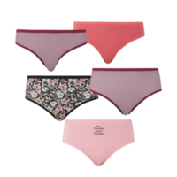 Women's fashion underwear stacked 5 pieces with cut out isolated on background transparent png