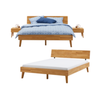 Modern wooden bed cut out, isolated from the background, taken inside the studio png