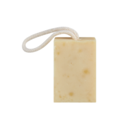 Soap bar with hanging rope with cut out isolated on transparent background png