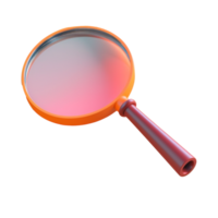 magnifying glass in 3D style trending color palette with png