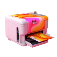 printer in 3D style trending color palette with png