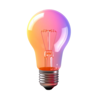 light bulb in 3D style trending color palette with png