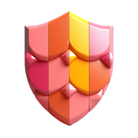 shield in 3D style trending color palette with png