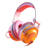 over the head headphones in 3D style trending color palette with png