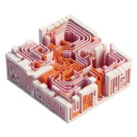 small maze in 3D style trending color palette with png