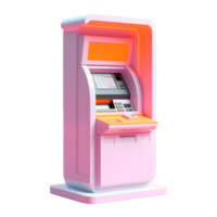 ATM booth in 3D style trending color palette with png