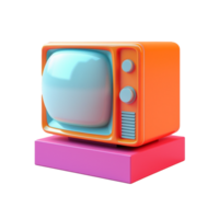 Clásico televisión en 3d estilo tendencias color paleta con generativo ai png