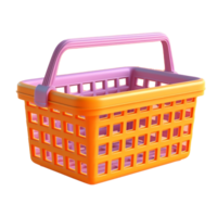 shopping basket in 3D style trending color palette with png