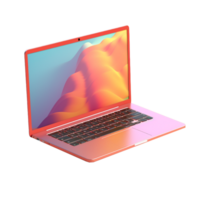 laptop in 3D style trending color palette with png