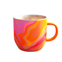 hot coffee mug in 3D style trending color palette with png