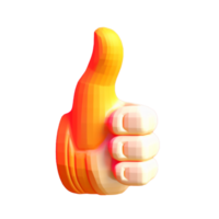 thumbs up in 3D style trending color palette with png