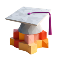 graduation cap in 3D style trending color palette with png