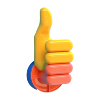 thumbs up in 3D style trending color palette with png