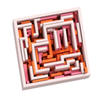 small maze in 3D style trending color palette with png