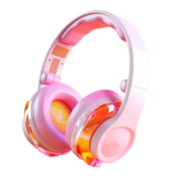 over the head headphones in 3D style trending color palette with png