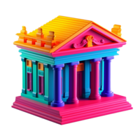 bank in 3D style trending color palette with png